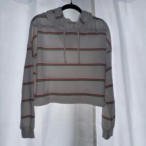 Striped White Hoodie Top